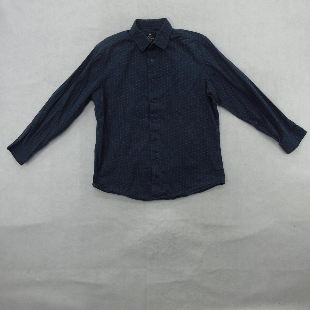 Ben Sherman Shirt Mens Large 16-16.5 Blue Geometric Stretch Button Down 32/33